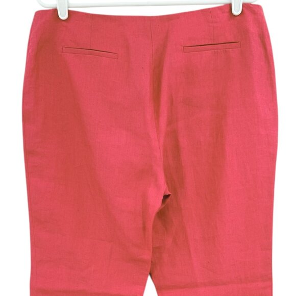 Armani Collezioni Women's Mid Rise 100% Linen Coral Trouser Pants Size 10 - Picture 3 of 10